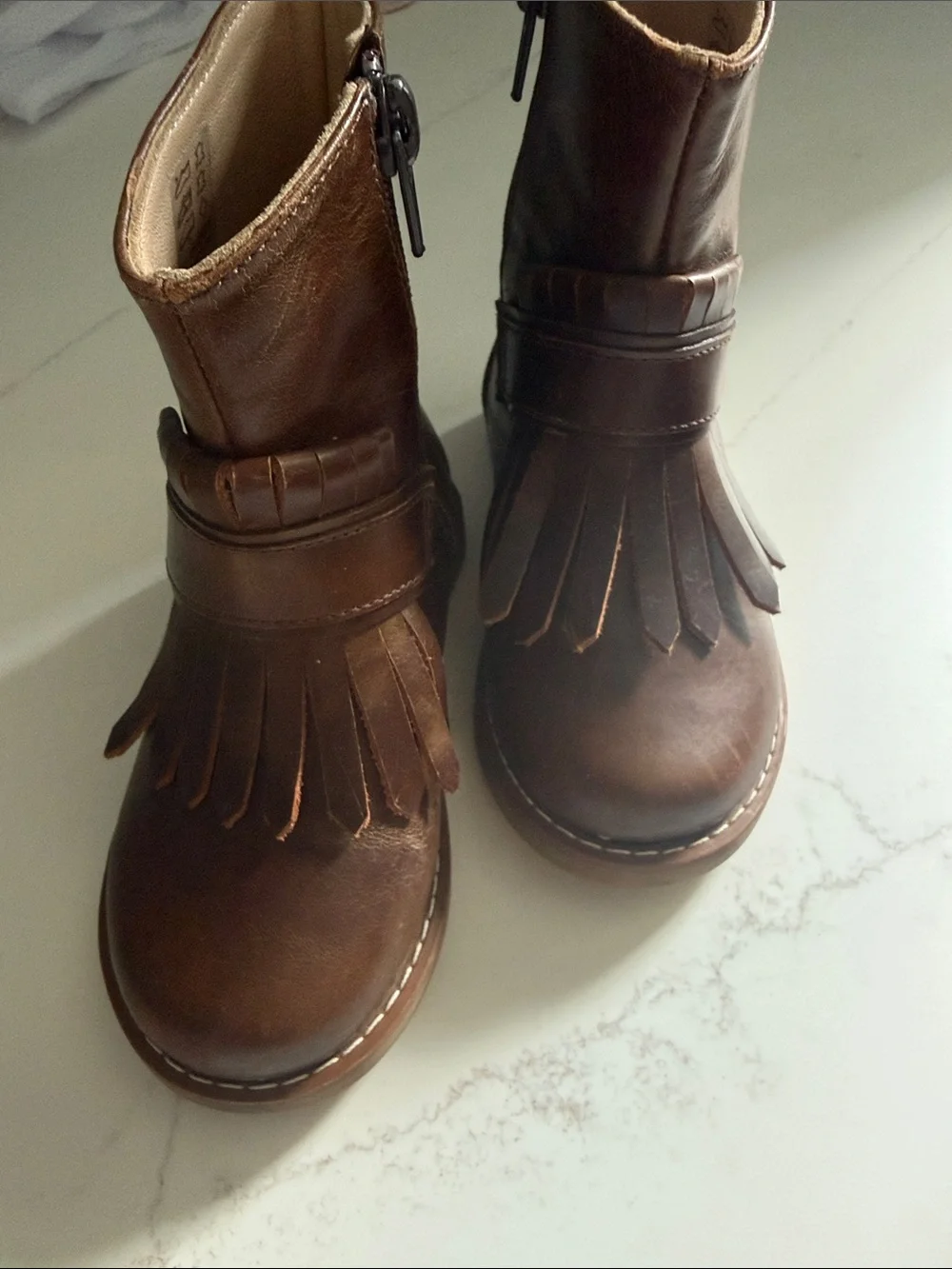 Girls Elephantito Brown Leather Boots